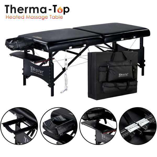 Master Massage 70cm GALAXY Massage Table with THERMA-TOP Built-In Adjustable Heating System, Sophisticated Black on Black Color Theme!