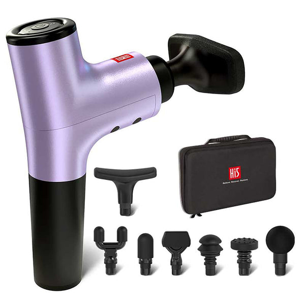 Hi5 Nova-1 Ultra Quiet Deep Tissue Percussion Vibration Massage Device with 7 Attachment Heads and Nylon Bag