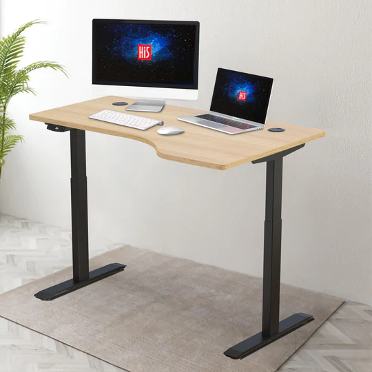 Hi5 Right L Shape Electric Height Adjustable Sit Standing Desk Office Computer Workstation(140*83cm)