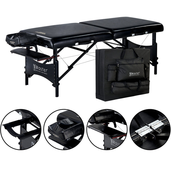 Master Massage 76cm GALAXY Portable Massage Table Package with a Sophisticated Black on Black Color