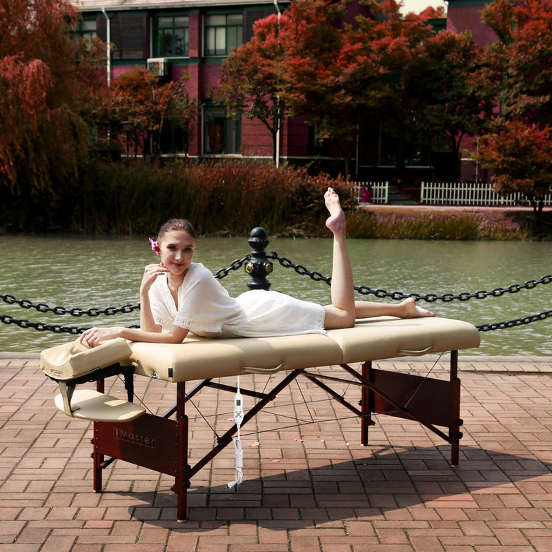 Master Massage 70cm DEL RAY Portable Massage Table Package with THERMA-TOP - Built-In Adjustable Heating System (Sand Color)