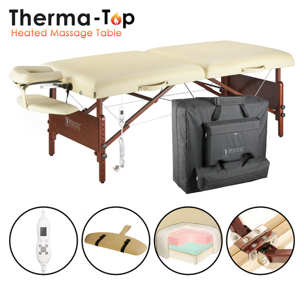 Master Massage 70cm DEL RAY Portable Massage Table Package with THERMA-TOP - Built-In Adjustable Heating System (Sand Color)