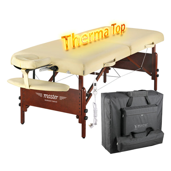 Master Massage 70cm DEL RAY Portable Massage Table Package with THERMA-TOP - Built-In Adjustable Heating System (Sand Color)