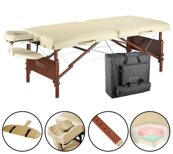 Master Massage 70cm DEL RAY Portable Massage Table Package with 7.6 Thick Cushion of Foam for Ultimate Comfort! (Sand Color)
