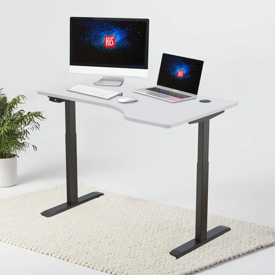 Hi5 Right L Shape Electric Height Adjustable Sit Standing Desk Office Computer Workstation(140*83cm)