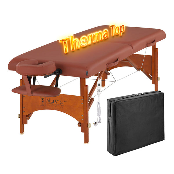 Master Massage 70cm FAIRLANE Portable Massage Table Package with Therma-Top - Adjustable Heating System! (Cinnamon Color)