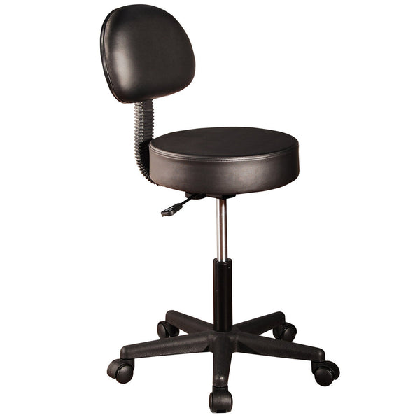 Master Massage stool Tattoo stool, Beauty Salon Swivel stool Gas Lift Rolling Stool Chair with Backrest, Black