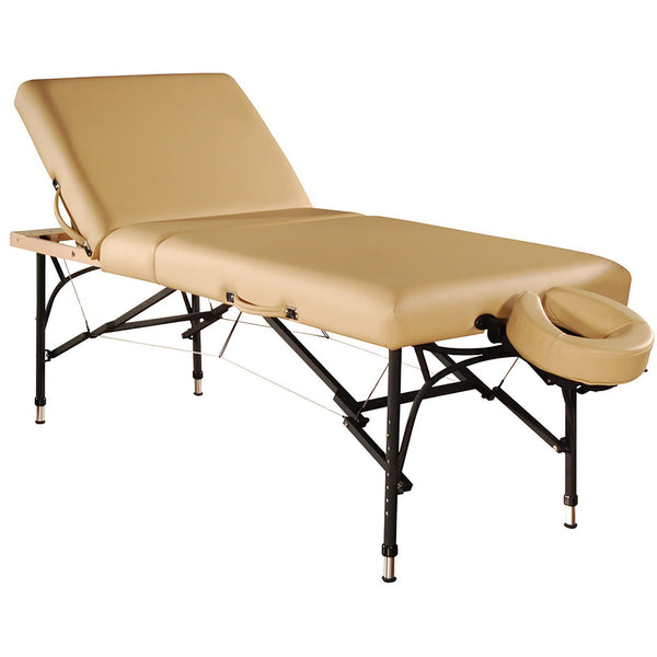 Master Massage 66cm Violet Tilt Salon Portable Aluminium Massage Table Package 3 Section Liftback Tilting Backrest cream