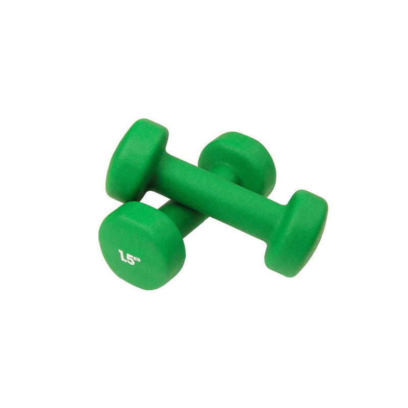 1.5kg Neoprene Dumbbells - Green (Pair)