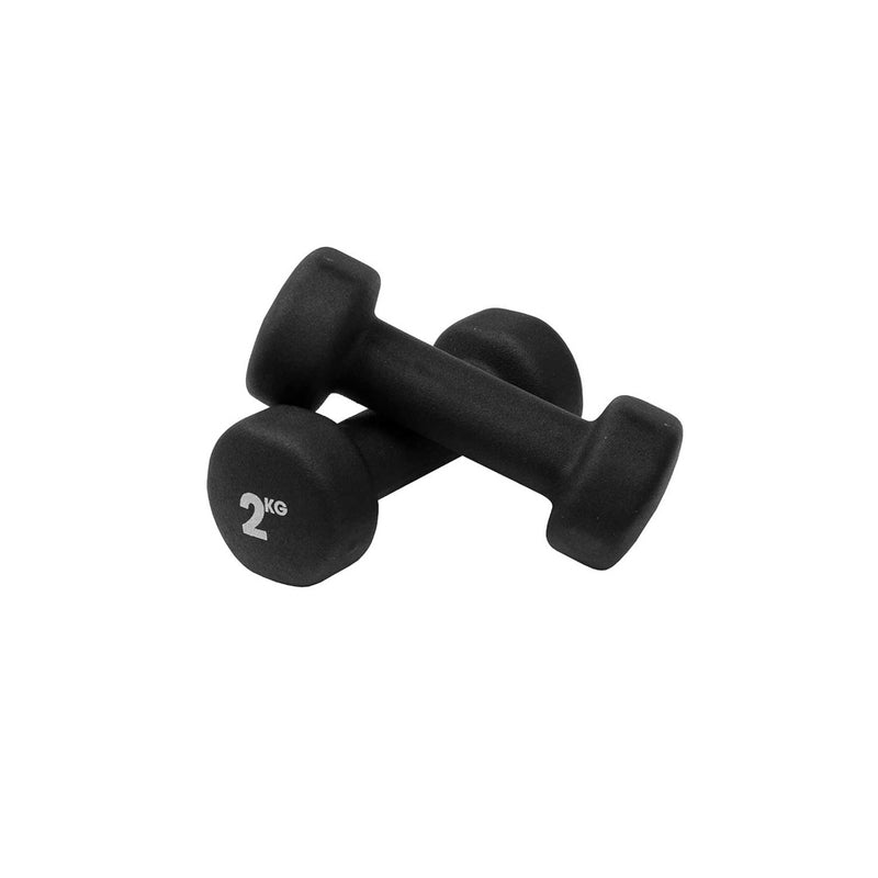 2kg Neoprene Dumbbells - Black (Pair)